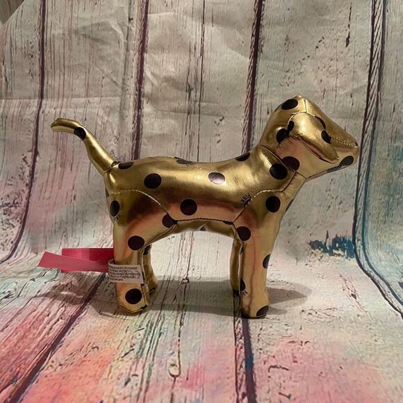 Victoria's Secret PINK Dog Gold Spotty Dotty Plush Decoration Collectible - Picture 2 of 5